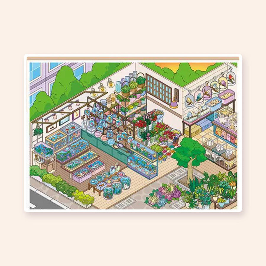 Classic scene sticker: Flower Market Corner