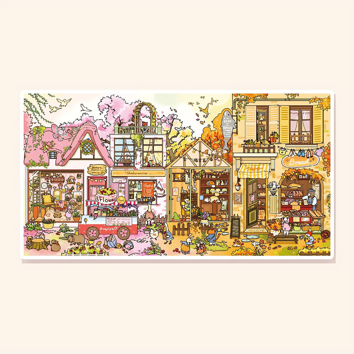 Blossom Season Lane finished scene, included in Panorama Set: Critter Town