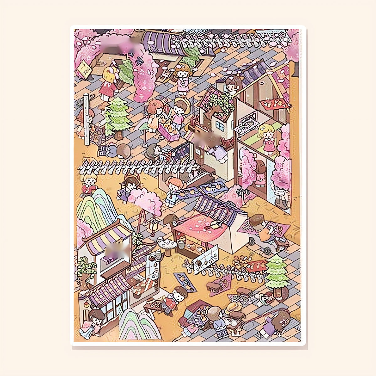 Cherry Blossom Flea Market finished scene, included in Mini Set: Market Lane