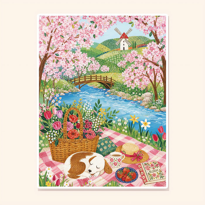 Cherry Blossom Picnic finished scene, included in Classic Set: Blossom Journeys