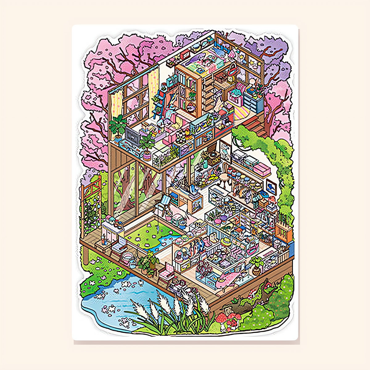 Cherry Blossom Retreat finished scene, included in Scene Set: Four Seasons Homes