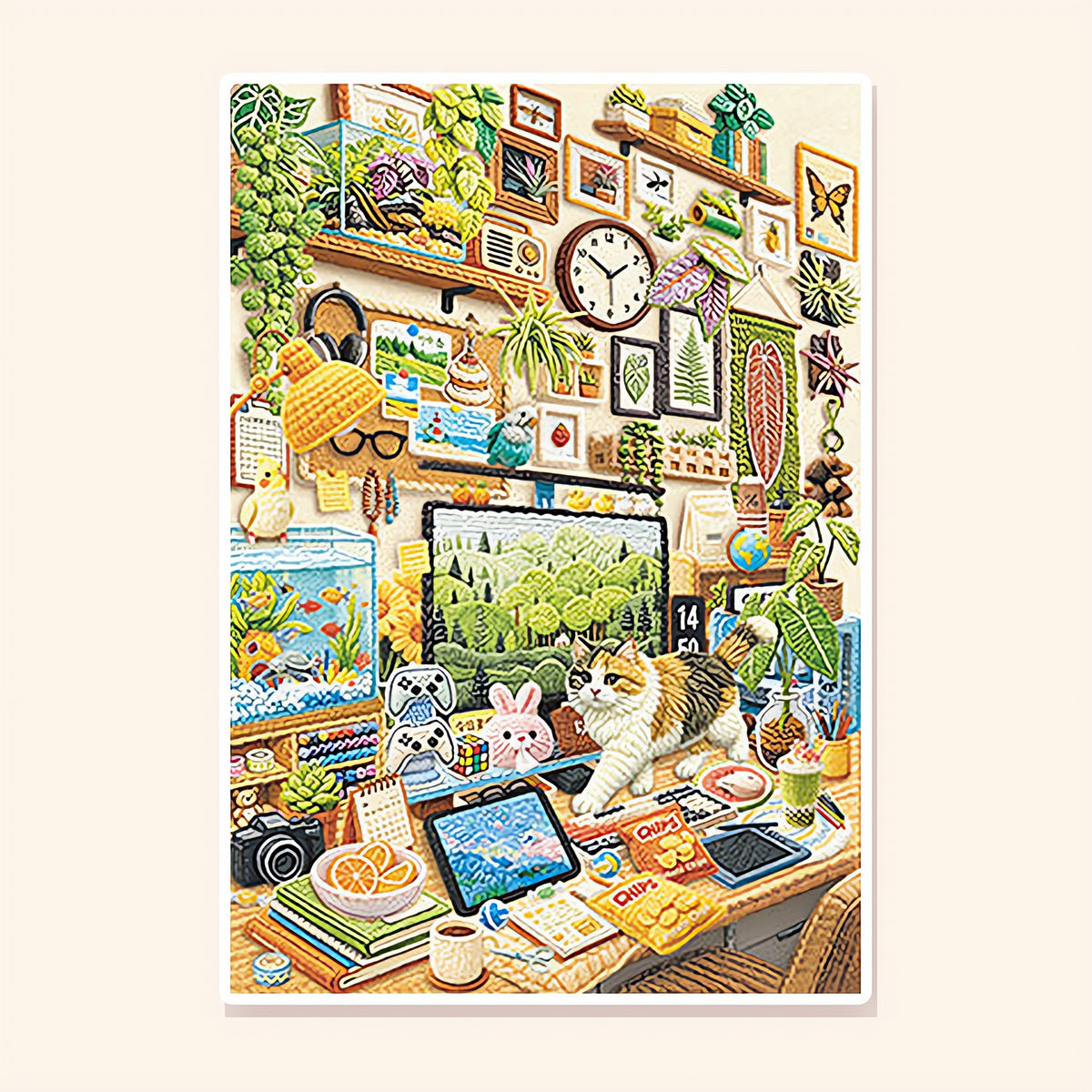 Cozy Desk Nook finished scene, included in Classic Set: Stitched Corners