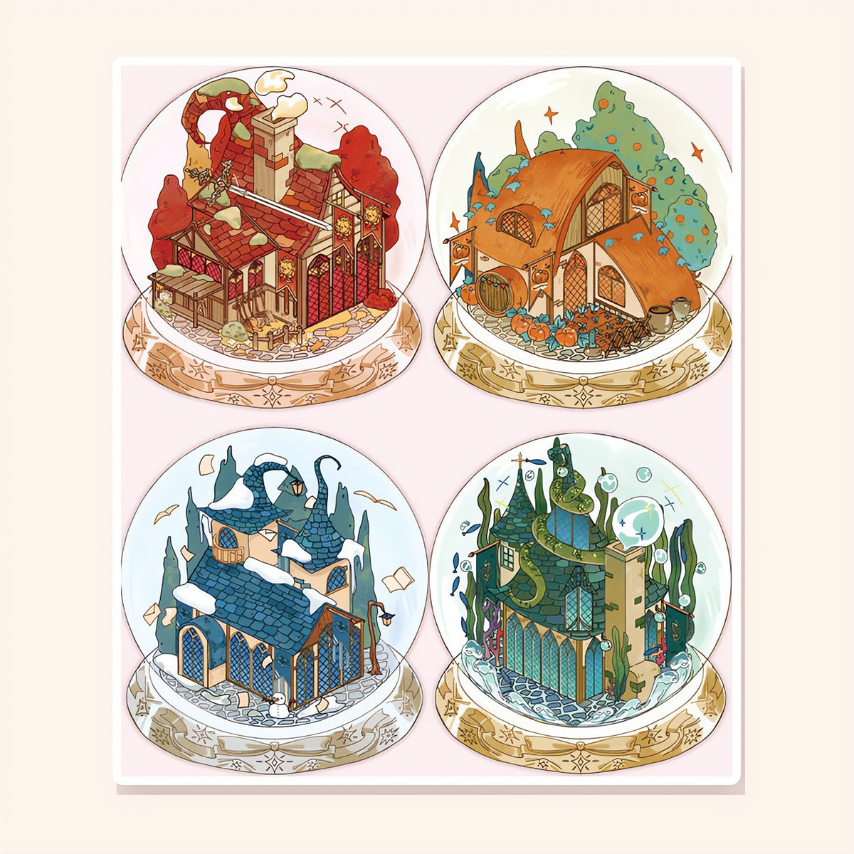 Crystal Globe Villages finished scene, included in Scene Set: Magic Treasures