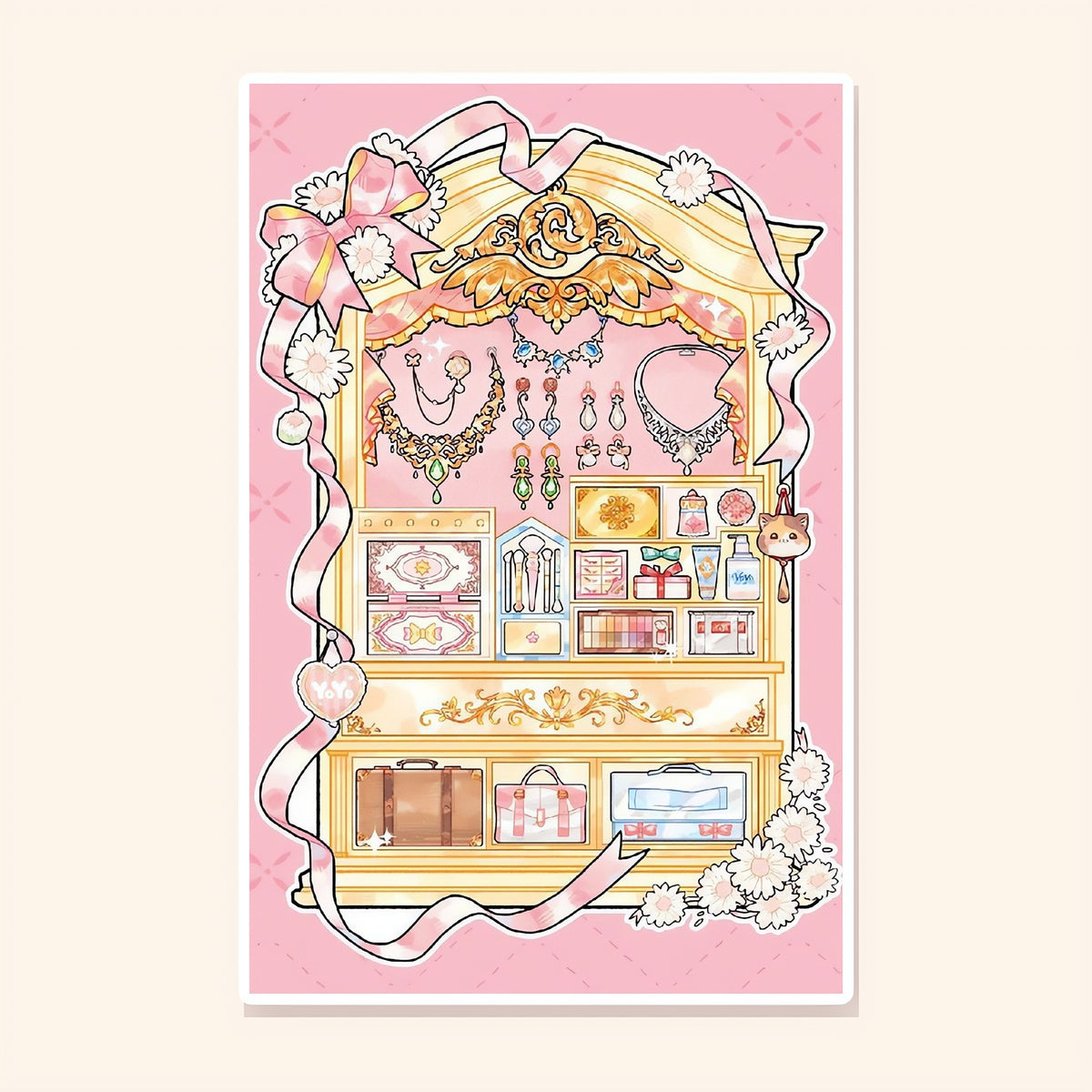 Gilded Jewel Vitrine finished scene, included in Scene Set: Curio Cabinets