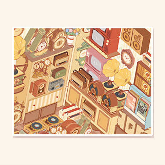 Gramophone & Clock Shop finished scene, included in Classic Set: Vintage Curio Shops