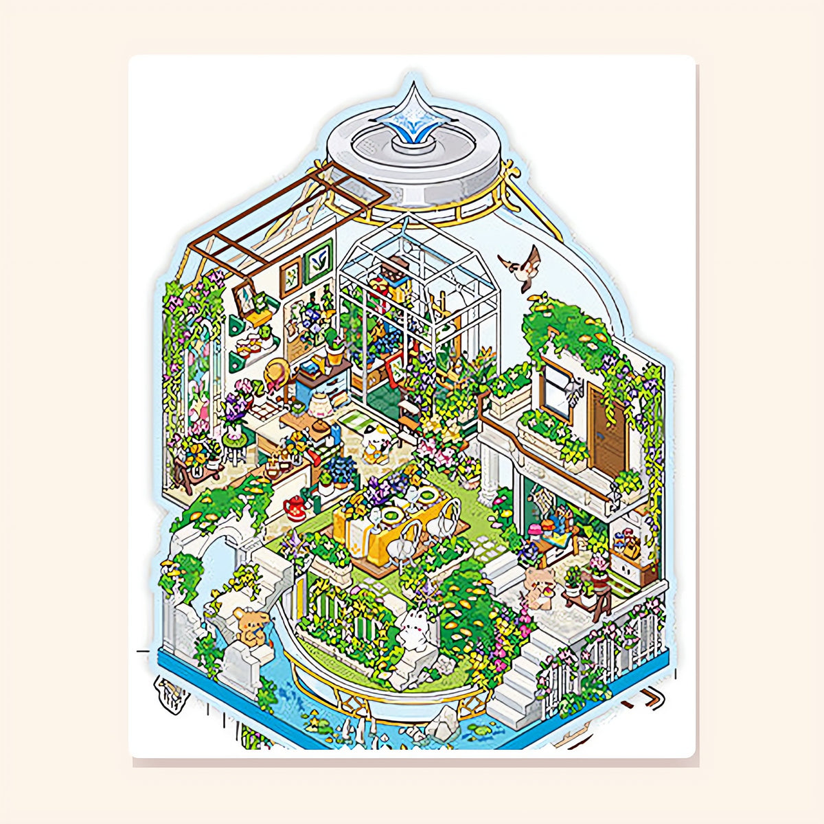 Greenhouse Garden Bistro finished scene, included in Classic Set: Bottled Worlds