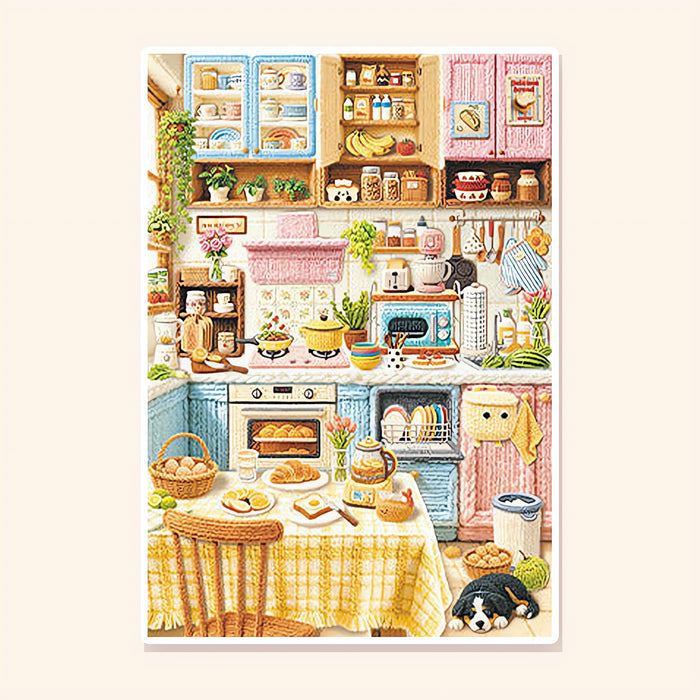 Knitted Kitchen Corner finished scene, included in Classic Set: Stitched Corners