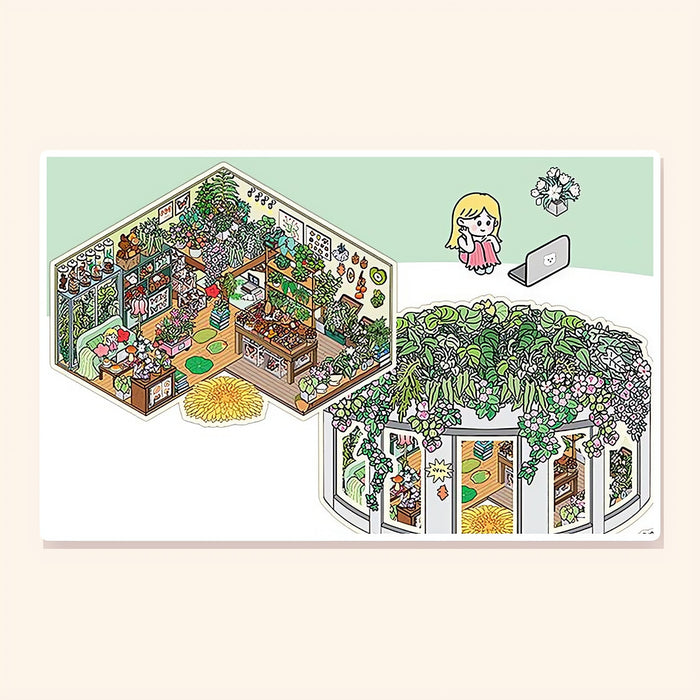 Leafy Plant Café finished scene, included in Scene Set: Little Makers' Shops