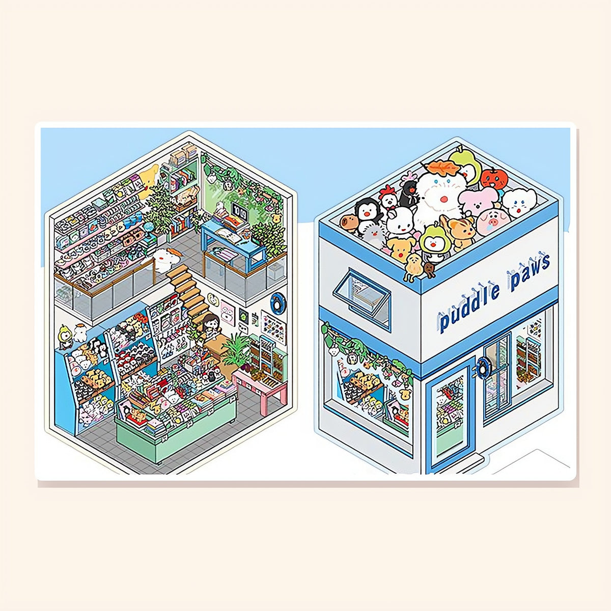 Plush Toy Cottage finished scene, included in Scene Set: Little Makers' Shops