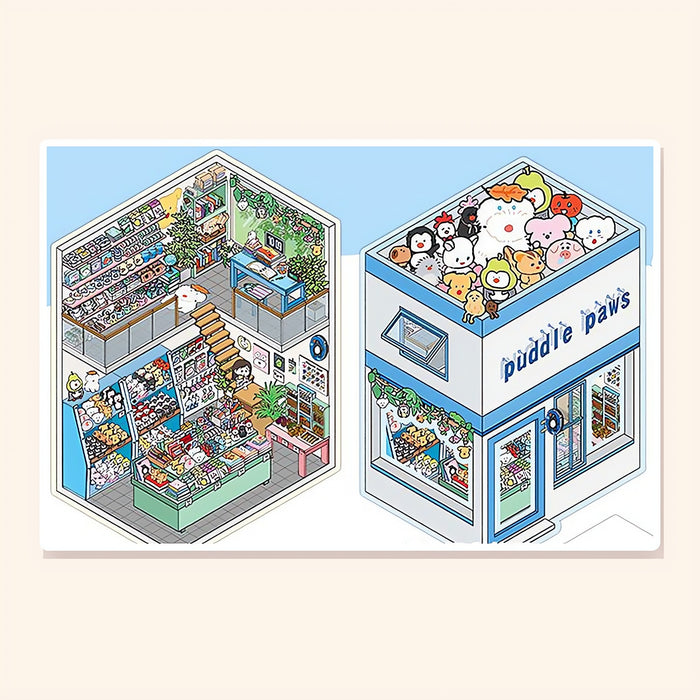 Plush Toy Cottage finished scene, included in Scene Set: Little Makers' Shops