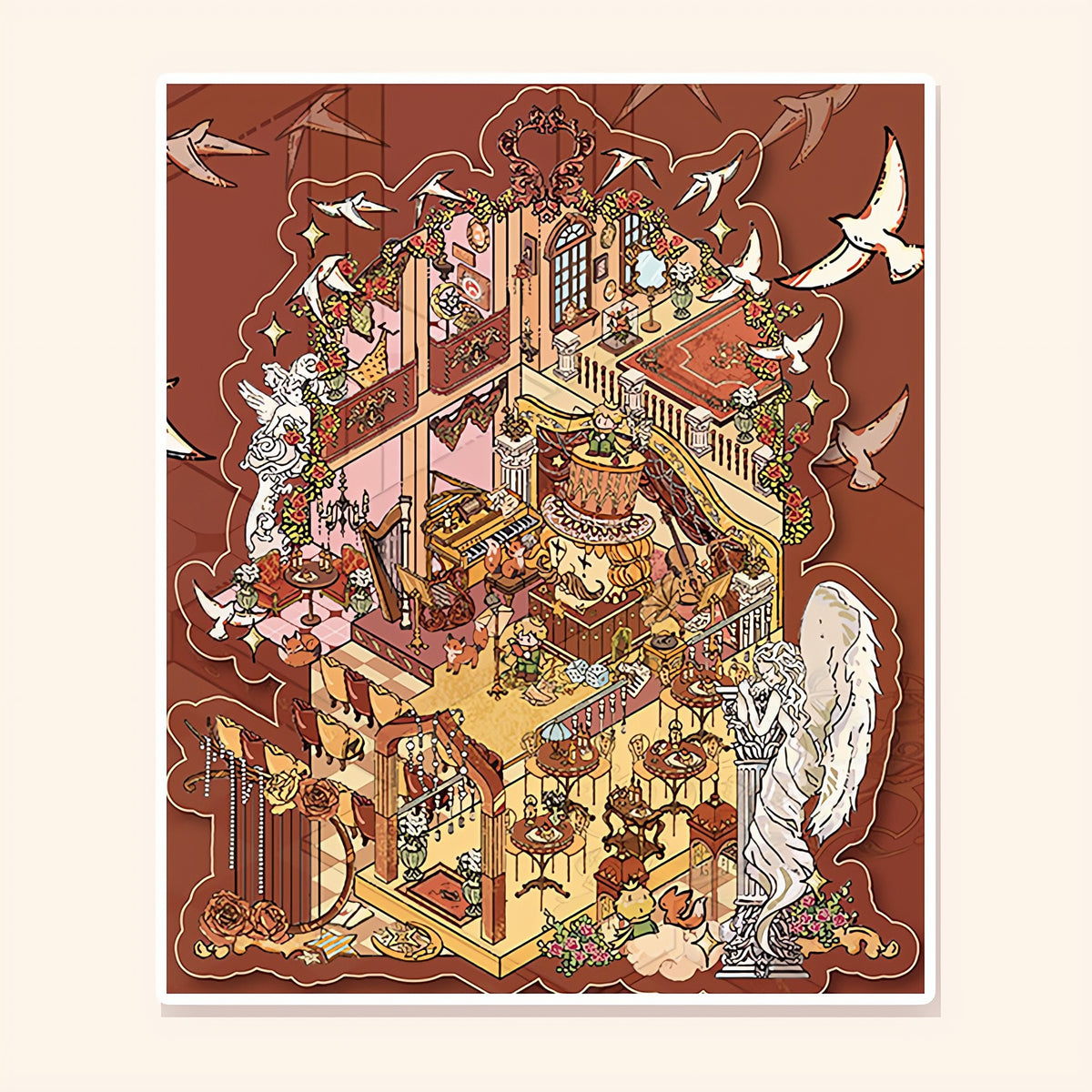 Rose Prelude Hall finished scene, included in Classic Set: Storybook Salons