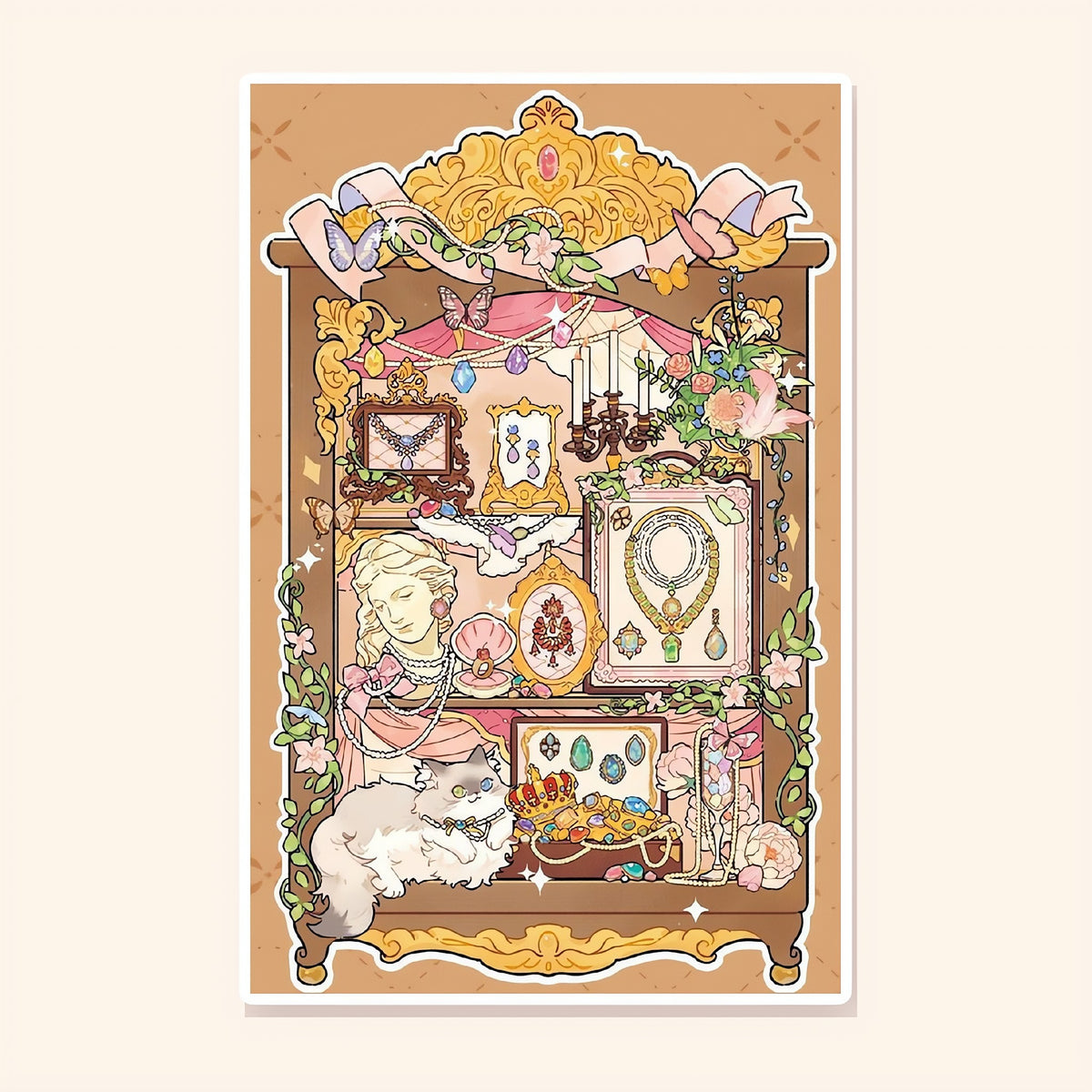 Rosewood Trinket Case finished scene, included in Scene Set: Curio Cabinets