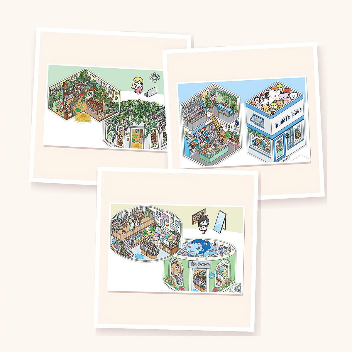 Scene Set: Little Makers' Shops: the 3 finished scenes in this set