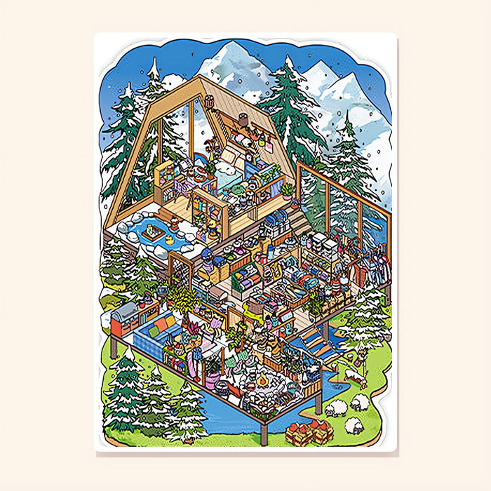 Snowy A-Frame Chalet finished scene, included in Scene Set: Four Seasons Homes