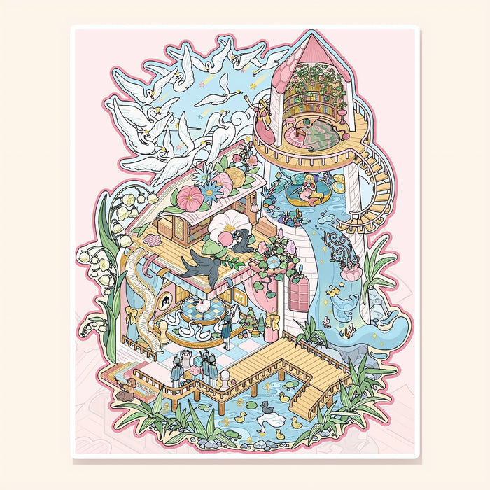 Storybook Swan Tower finished scene, included in Classic Set: Storybook Salons