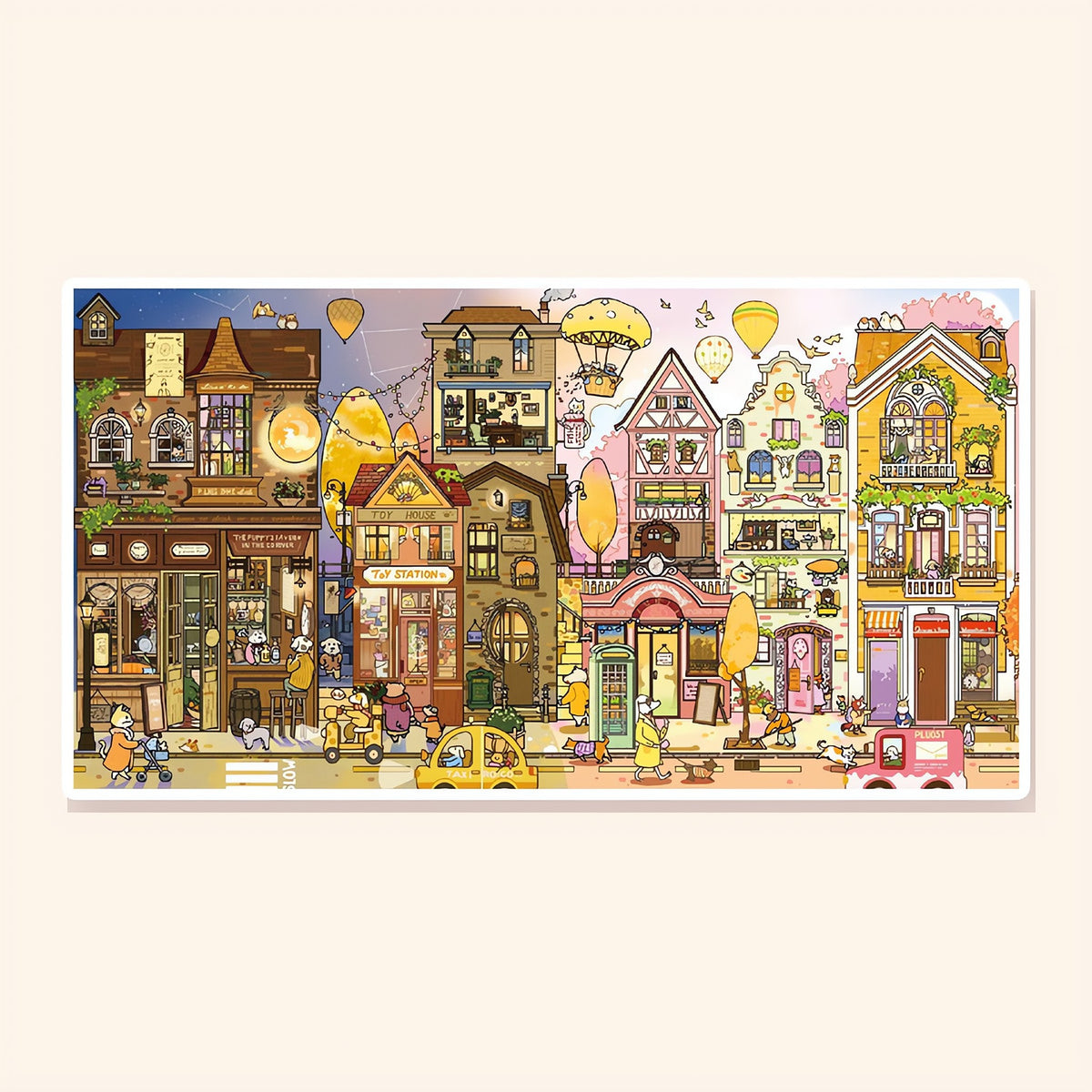 Tail Street After Dusk finished scene, included in Panorama Set: Critter Town